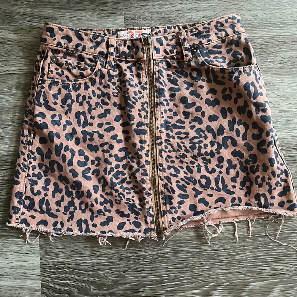 Free People Cheetah print Jean skirt